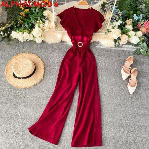 alphalmoda new jumpsuit women 2019 ruffled short sleeves metal buckle waist belt wide-leg summer fashion rompers1, Black;white
alphalmoda new jumpsuit women 2019 ruffled short sleeves metal buckle waist belt wide-leg summer fashion rompers1, Black;white