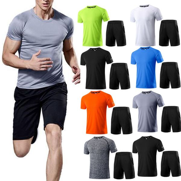 gym clothing brand men casual solid color sports suit leisure fashion short sleeve shorts sets outfit fitness workout clothes, White;black
gym clothing brand men casual solid color sports suit leisure fashion short sleeve shorts sets outfit fitness workout clothes, White;black