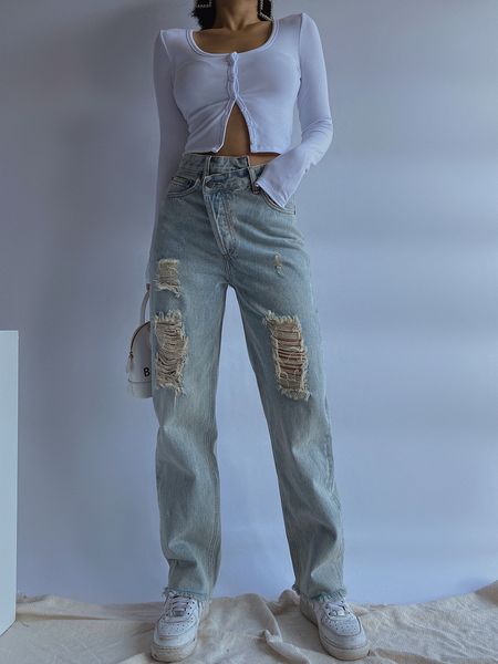 europe super cool street racket made old holes wrong waist irregular dad jeans women's straight loose pants trendy bee1, Blue
europe super cool street racket made old holes wrong waist irregular dad jeans women's straight loose pants trendy bee1, Blue