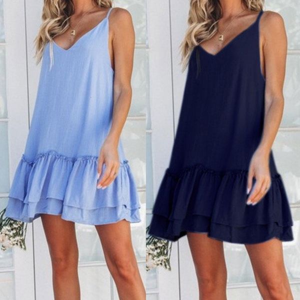fashion summer loose v neck sleeveless mini slip solid color combining ruffle design women, Black;gray
fashion summer loose v neck sleeveless mini slip solid color combining ruffle design women, Black;gray
