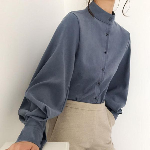 women's blouses & shirts big lantern sleeve blouse women autumn winter single breasted stand collar office work solid vintage, White
women's blouses & shirts big lantern sleeve blouse women autumn winter single breasted stand collar office work solid vintage, White