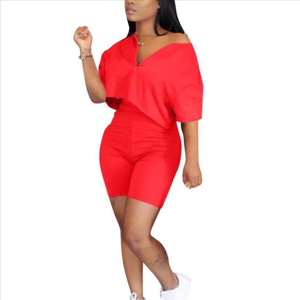 2021 new arrivals women clothes solid sportswear v neck zipper short sleeve high waist shorts casual set plus size, Gray
2021 new arrivals women clothes solid sportswear v neck zipper short sleeve high waist shorts casual set plus size, Gray
