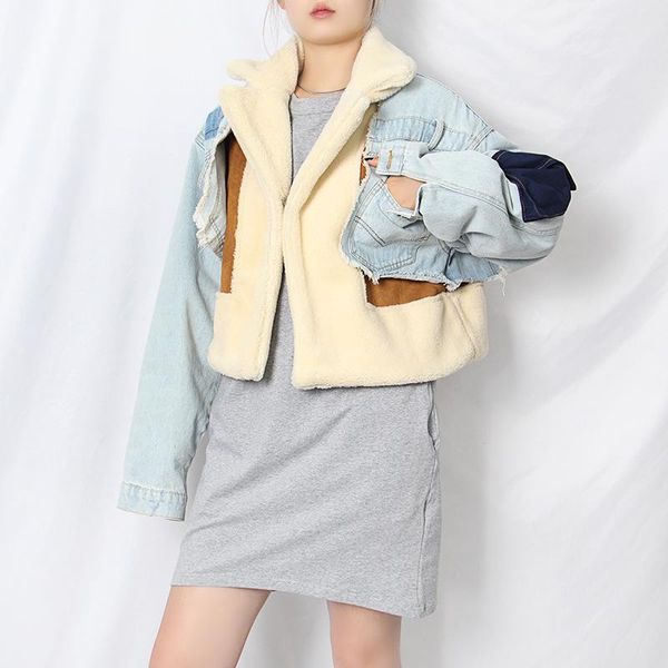 2021 winter new fashion suit collar denim stitching lamb wool thick loose short coat, Black;brown
2021 winter new fashion suit collar denim stitching lamb wool thick loose short coat, Black;brown