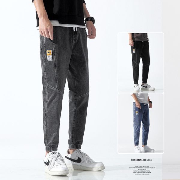 2020 new three color cool waist drawstring label men's fashion casual jeans k901-p50, Black
2020 new three color cool waist drawstring label men's fashion casual jeans k901-p50, Black