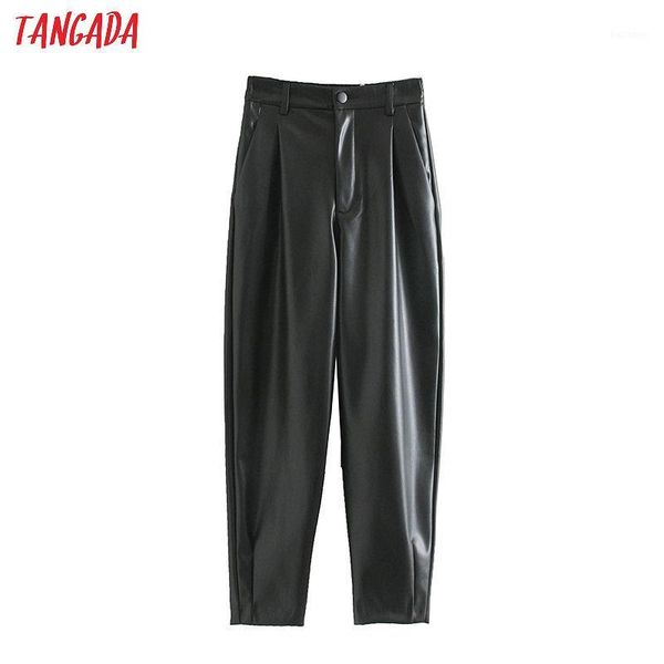 tangada women high waist black pu leather harm pants pleated female stretch waist vintage faux leather trousers je631, Black;white
tangada women high waist black pu leather harm pants pleated female stretch waist vintage faux leather trousers je631, Black;white