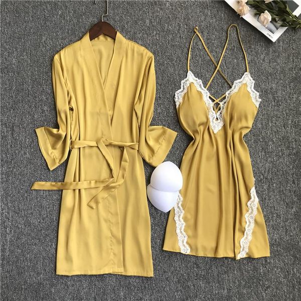 women's sleepwear ladies satin nightwear bathrobe night dress women robe & gown sets lace sleep lounge pijama with chest pads, Black;red
women's sleepwear ladies satin nightwear bathrobe night dress women robe & gown sets lace sleep lounge pijama with chest pads, Black;red