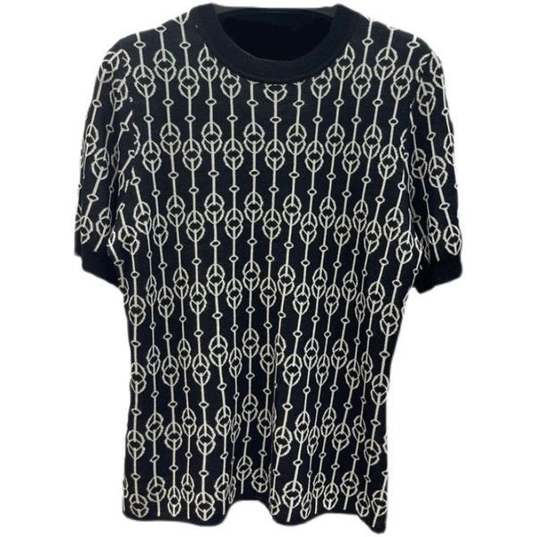1120 xl 2022 spring brand same style sweater crew neck short sleeve flora print pullover black fashion women clothes zhenyang, White;black
1120 xl 2022 spring brand same style sweater crew neck short sleeve flora print pullover black fashion women clothes zhenyang, White;black