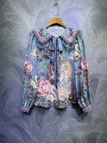 spring and summer 2021 new butterfly collar, pleated flounces, long sleeves, waist tucked temperament printed blouse, White
spring and summer 2021 new butterfly collar, pleated flounces, long sleeves, waist tucked temperament printed blouse, White