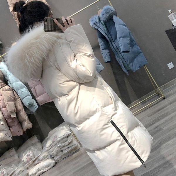 large real fur collar women winter coat thick warm hooded down jacket duck down loose long outwear coat outdoors, Black
large real fur collar women winter coat thick warm hooded down jacket duck down loose long outwear coat outdoors, Black