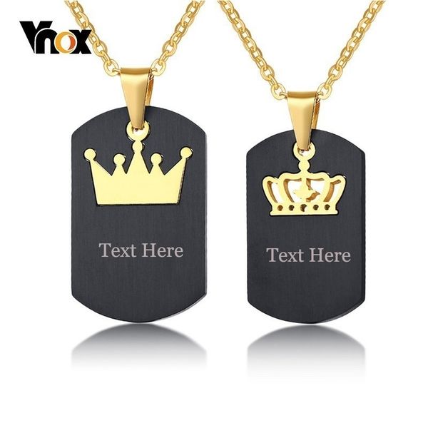 vnox his hers couple necklaces black stainless steel king queen crown charm love pendants dog tag engraving gifts 201014, Silver
vnox his hers couple necklaces black stainless steel king queen crown charm love pendants dog tag engraving gifts 201014, Silver