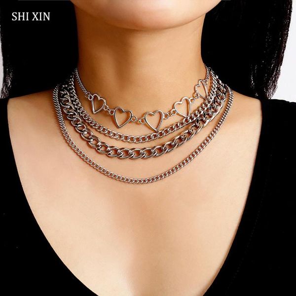 chokers shixin 4 pcs/set layered heart choker necklace for women hip hop chain decoration on the neck jewelry 2021 fashion gift, Golden;silver
chokers shixin 4 pcs/set layered heart choker necklace for women hip hop chain decoration on the neck jewelry 2021 fashion gift, Golden;silver