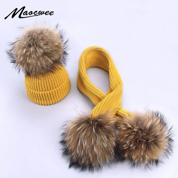 new winter baby girls boy real raccoon knitted hat scarf set with fur pompom ball caps baby children hats kids warm beanie suits y201024, Blue;gray
new winter baby girls boy real raccoon knitted hat scarf set with fur pompom ball caps baby children hats kids warm beanie suits y201024, Blue;gray