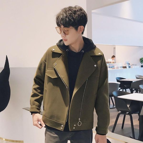 men's wool & blends perth people woolen jacket winter solid color korean-style fold-down collar handsome students loose thick coat shor, Black
men's wool & blends perth people woolen jacket winter solid color korean-style fold-down collar handsome students loose thick coat shor, Black