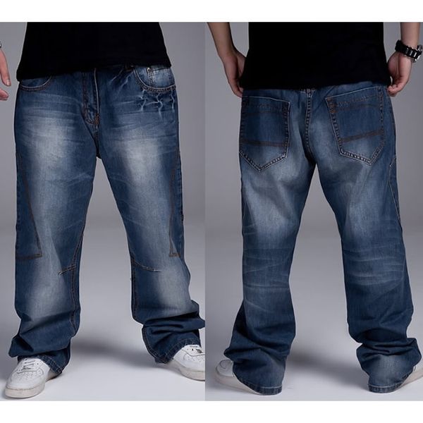 men and baggy hip-hop jeans straight leg plus size men's pants, Black
men and baggy hip-hop jeans straight leg plus size men's pants, Black