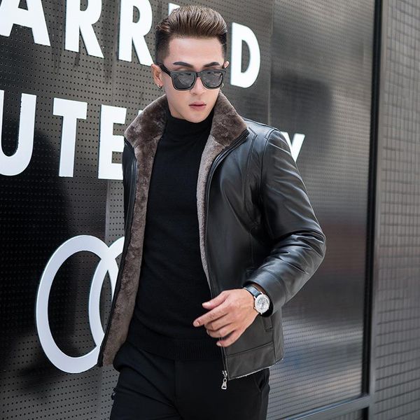 men's leather & faux real fur sheep shearing winter coat men genuine for mens clothes 2021 wool jacket casaco 1yw7605d yy918, Black
men's leather & faux real fur sheep shearing winter coat men genuine for mens clothes 2021 wool jacket casaco 1yw7605d yy918, Black