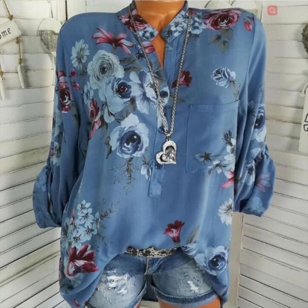 women floral print chiffon blouse long sleeve v neck shirt female printed loose pocket blouses harajuku, White
women floral print chiffon blouse long sleeve v neck shirt female printed loose pocket blouses harajuku, White