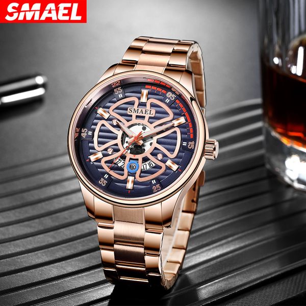 new smael smer watch men's business steel band waterproof quartz watch rose gold calendar men's watch, Slivery;brown
new smael smer watch men's business steel band waterproof quartz watch rose gold calendar men's watch, Slivery;brown