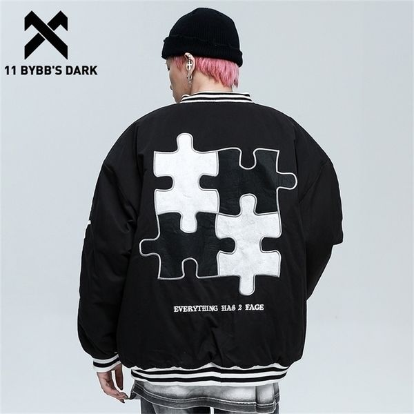 11 bybb's dark puzzle embroidery bomber jackets men harajuku cotton jacket coat streetwear winter jacket coat warm outwear black 201114, Black;brown
11 bybb's dark puzzle embroidery bomber jackets men harajuku cotton jacket coat streetwear winter jacket coat warm outwear black 201114, Black;brown