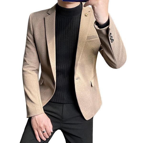 men's suits & blazers woolen suit jacket autumn and winter casual korean style trendy handsome slim small one-piece top, White;black
men's suits & blazers woolen suit jacket autumn and winter casual korean style trendy handsome slim small one-piece top, White;black