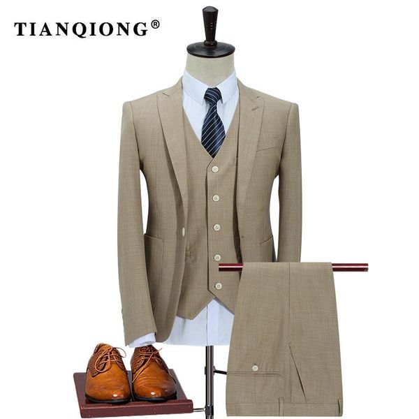 men's suits & blazers tian qiong 100% polyester men 2021 slim fit 3 piece business wedding khaki tuxedo jacket brand mens formal suit, White;black
men's suits & blazers tian qiong 100% polyester men 2021 slim fit 3 piece business wedding khaki tuxedo jacket brand mens formal suit, White;black