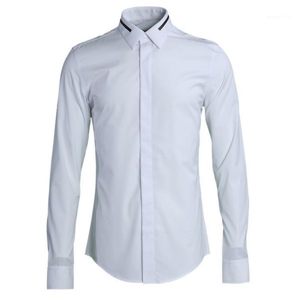 men's casual shirts luxury men shirt fashion trend stripe embroidered collar mens dress camisa masculina slim fit 3xl 4xl1, White;black
men's casual shirts luxury men shirt fashion trend stripe embroidered collar mens dress camisa masculina slim fit 3xl 4xl1, White;black