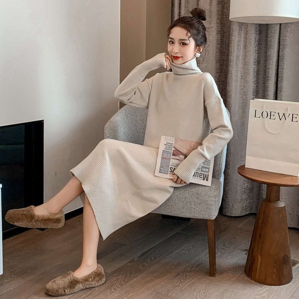 autumn and winter of 2020 new loose high collar fashion pure color knitted sweater drs for pregnant women, White
autumn and winter of 2020 new loose high collar fashion pure color knitted sweater drs for pregnant women, White
