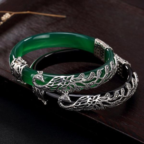 real 100% 925 sterling silver bangles women luxury chalcedony bangle evening dress handmade marcasite peacock bijoux jewelry, Black
real 100% 925 sterling silver bangles women luxury chalcedony bangle evening dress handmade marcasite peacock bijoux jewelry, Black
