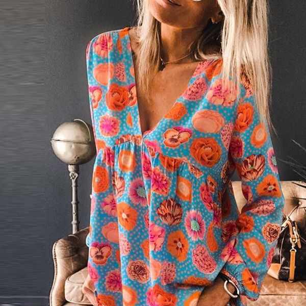 fashion floral print blouse shirt loose v neck casual autumn winter ladies female women long sleeve blusas pullover, White
fashion floral print blouse shirt loose v neck casual autumn winter ladies female women long sleeve blusas pullover, White