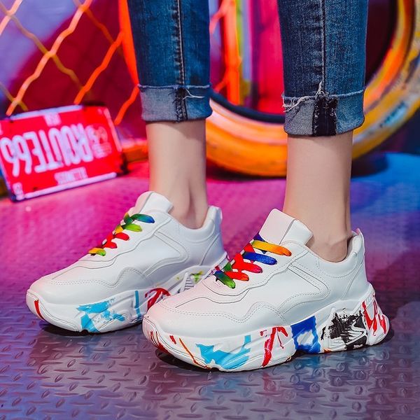 2021 the new colored fashion graffiti woman plus size rentals even women's platform leather vulcanized thick shoes bsl1, Black
2021 the new colored fashion graffiti woman plus size rentals even women's platform leather vulcanized thick shoes bsl1, Black