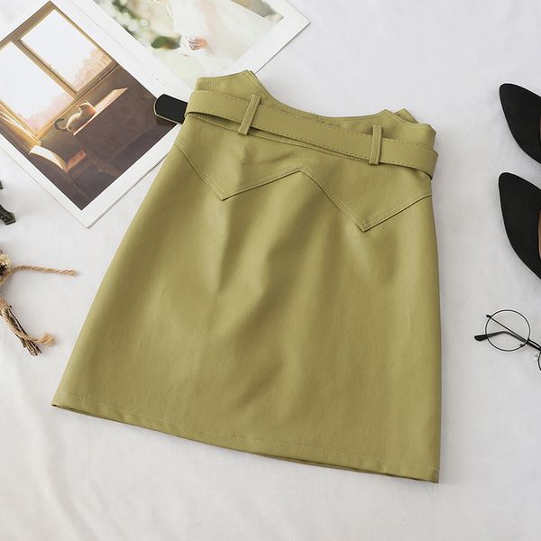 women slim high waist pu skirt new autumn with belt mini leather wrap skirts ladies clothing 201110, Black
women slim high waist pu skirt new autumn with belt mini leather wrap skirts ladies clothing 201110, Black
