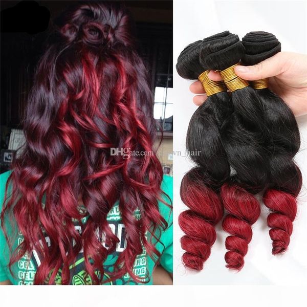 dark root two tone brazilian human hair bundles #1b red loose wave human hair extensions ombre red hair weaves double wefted, Black
dark root two tone brazilian human hair bundles #1b red loose wave human hair extensions ombre red hair weaves double wefted, Black