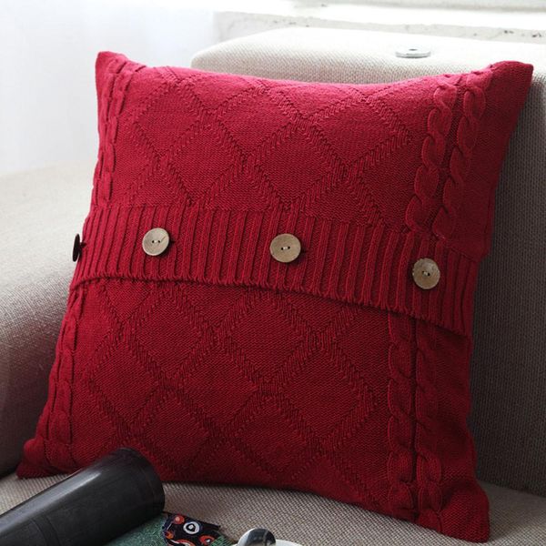 knitting button throw pillow case cafe sofa cushion cover home decor housse de coussin decorative pillows cojines navidad