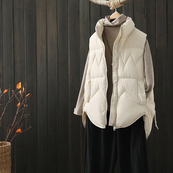 literature and art loose stand-up collar warm zipper vest women's 2021 winter models are thin and versatile solid color jacket, Black;white
literature and art loose stand-up collar warm zipper vest women's 2021 winter models are thin and versatile solid color jacket, Black;white