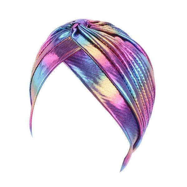 women rainbow metallic turban hat twisted pleated headwrap glitter hair loss cap b95f, Blue;gray
women rainbow metallic turban hat twisted pleated headwrap glitter hair loss cap b95f, Blue;gray