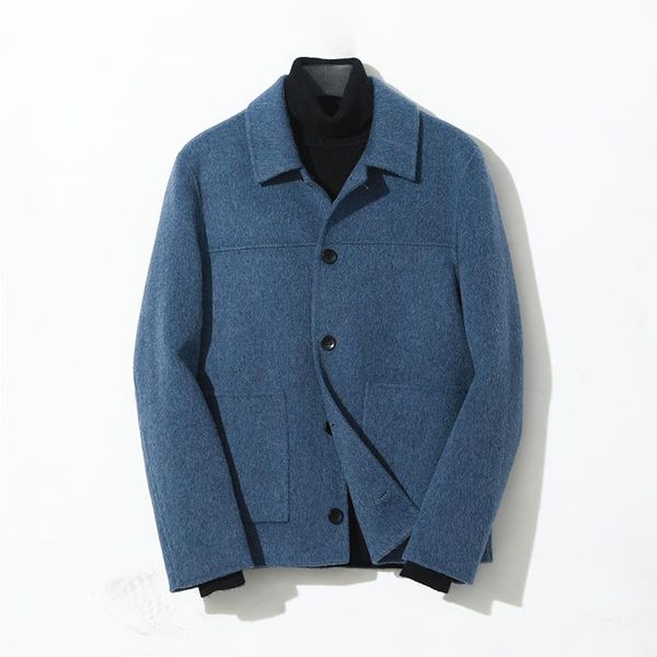 2021 new winter autumn fashion men single-breasted windbreaker male solid color slim short woolen coat casual warm overcoat d168, Black 
2021 new winter autumn fashion men single-breasted windbreaker male solid color slim short woolen coat casual warm overcoat d168, Black