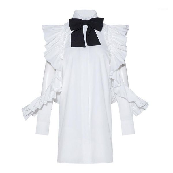 cut out bare arms ruffled white cotton dress black bow tie collar buttons closure big size short dress1, Black;gray
cut out bare arms ruffled white cotton dress black bow tie collar buttons closure big size short dress1, Black;gray