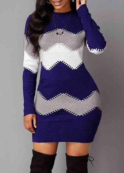Winter Long-sleeved Dress Women Fashion O-neck Wave Striped Casual Sexy Slim-fit Mini Dress Ladies Vintage Sweater, White;black
Winter Long-sleeved Dress Women Fashion O-neck Wave Striped Casual Sexy Slim-fit Mini Dress Ladies Vintage Sweater, White;black