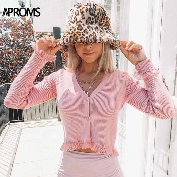 aproms sweet pink lace ribbed knit cardigans women autumn candy color v-neck soft knitted sweater winter outerwear crop 2021, White
aproms sweet pink lace ribbed knit cardigans women autumn candy color v-neck soft knitted sweater winter outerwear crop 2021, White