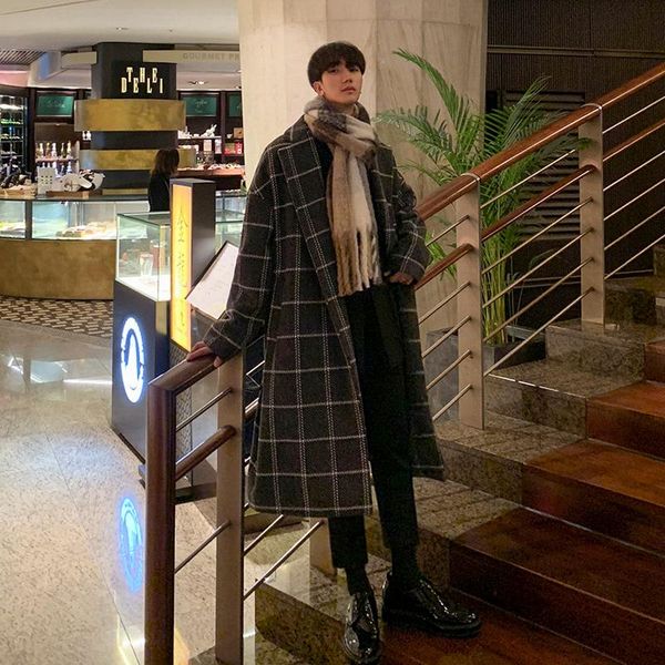 men's wool & blends plus size overcoat men coat winter knee length korean style minimalist plaid clothing ropa hombre invierno fashion, Black
men's wool & blends plus size overcoat men coat winter knee length korean style minimalist plaid clothing ropa hombre invierno fashion, Black