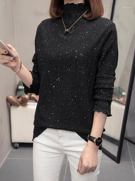 women's t-shirt spring and autumn style versatile with plush bottomed sweater winter women's half high collar long sleeve t-s1, White
women's t-shirt spring and autumn style versatile with plush bottomed sweater winter women's half high collar long sleeve t-s1, White