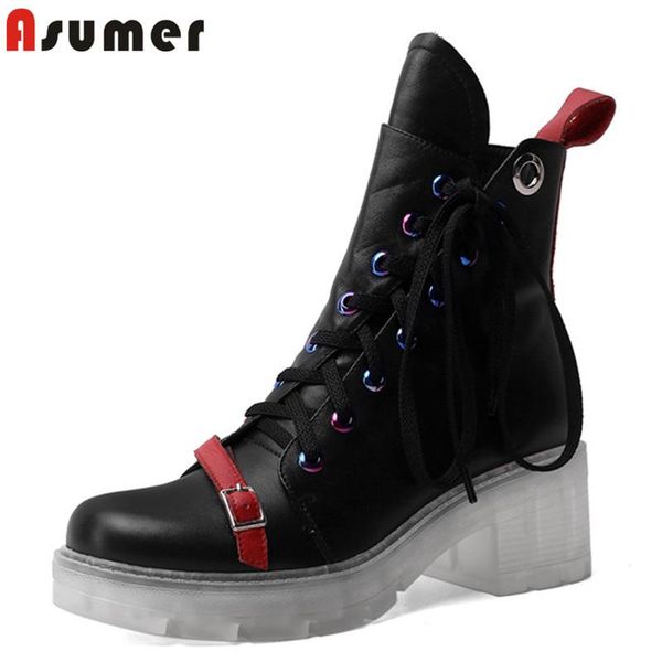 asumer 2020 genuine leather ankle boots women transparent square heel platform boots fashion casual shoes woman, Black
asumer 2020 genuine leather ankle boots women transparent square heel platform boots fashion casual shoes woman, Black