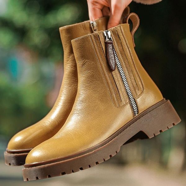 women's genuine leaher double zip flats autumn ankle boots round toe casual punk autumn winter short booties leisure shoes women, Black
women's genuine leaher double zip flats autumn ankle boots round toe casual punk autumn winter short booties leisure shoes women, Black