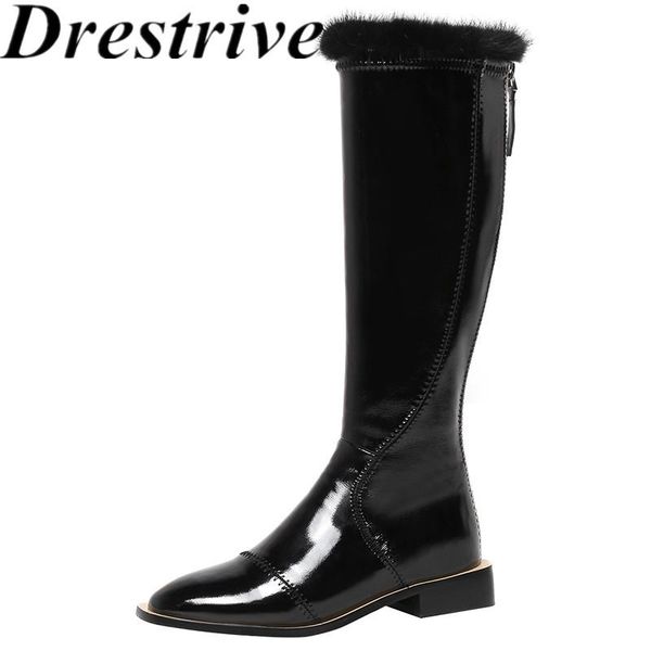 boots drestrive woman knee high patent leather low heel black 2021 winter shoes fur round toe zipper thick classic
boots drestrive woman knee high patent leather low heel black 2021 winter shoes fur round toe zipper thick classic