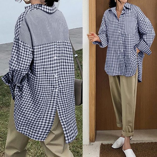 women's blouses & shirts celmia fashion women vintage check plaid long sleeve autumn lapel casual loose buttons office tunic plus size, White
women's blouses & shirts celmia fashion women vintage check plaid long sleeve autumn lapel casual loose buttons office tunic plus size, White