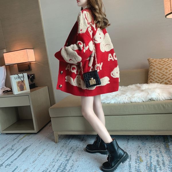 4qfjl red and women's spring coat style 2020 autumn coat sweatersweater sweater lazy korean style loose online red knitted cardigan wes, White;black
4qfjl red and women's spring coat style 2020 autumn coat sweatersweater sweater lazy korean style loose online red knitted cardigan wes, White;black