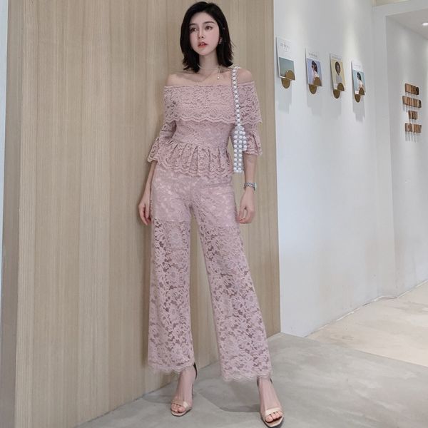 2020 summer new western style women's one-line collar lace wide leg pants flounced flared sleeve wide leg pants lace suit 1729 mln1o ml, Gray
2020 summer new western style women's one-line collar lace wide leg pants flounced flared sleeve wide leg pants lace suit 1729 mln1o ml, Gray
