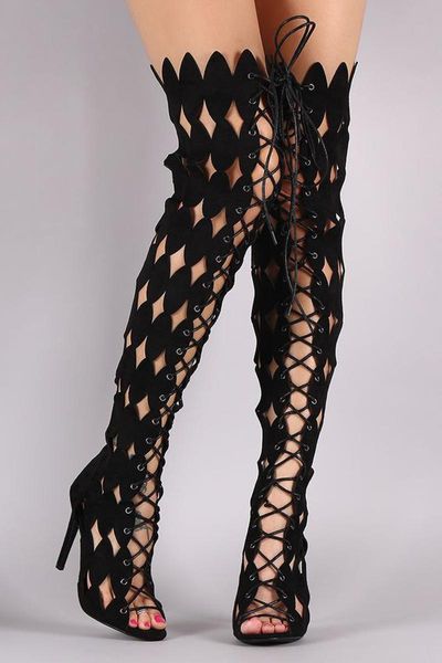 boots fashion woman leafs cutouts thigh summer stiletto heels over the knee peep toe gladiator crosstie sandal women, Black
boots fashion woman leafs cutouts thigh summer stiletto heels over the knee peep toe gladiator crosstie sandal women, Black
