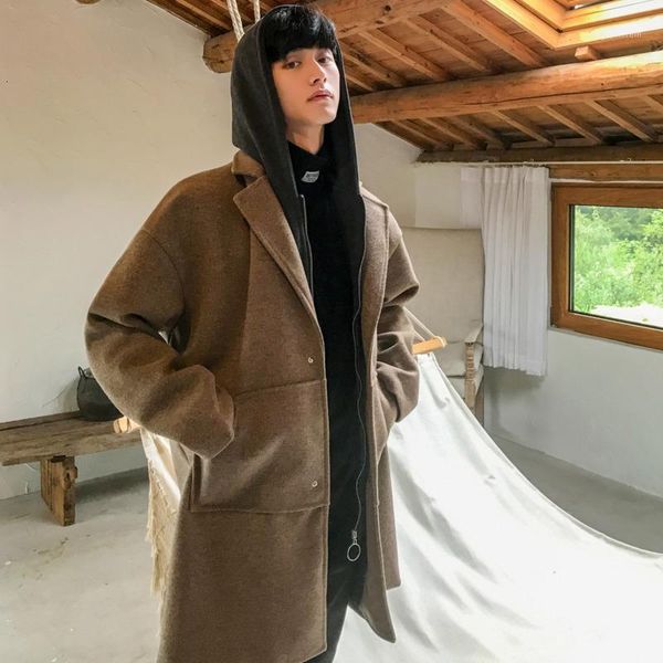 men's wool & blends winter woolen coat men's fashion warm solid color casual long man loose british wind hooded jacket male clothe, Black
men's wool & blends winter woolen coat men's fashion warm solid color casual long man loose british wind hooded jacket male clothe, Black