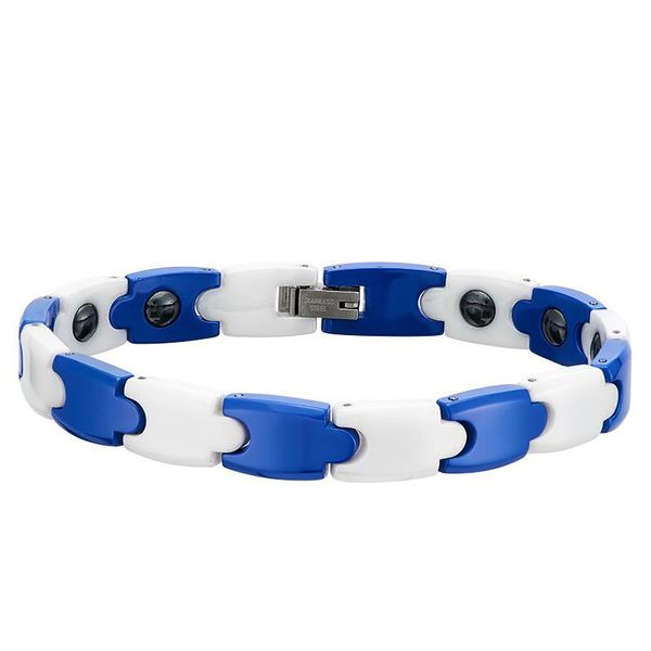 link, chain blue color ceramic bracelets for women mens european style stainless steel folding buckle bangles jewelry, Black
link, chain blue color ceramic bracelets for women mens european style stainless steel folding buckle bangles jewelry, Black