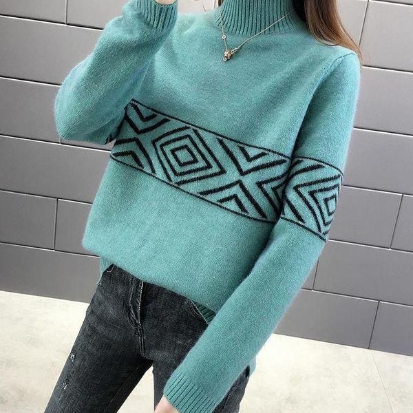 women's sweaters 2021 t-shirt pullover sweater loose lazy wind autumn winter half high collar bottom, White;black
women's sweaters 2021 t-shirt pullover sweater loose lazy wind autumn winter half high collar bottom, White;black
